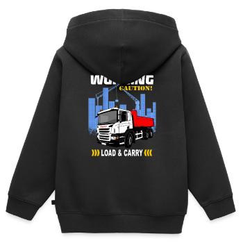 Kipplaster - LKW - Truck - Laster - Kinder Premium Organic Zip Hoodie - Schwarz - Hinten - AI Model Kid Male (0cm)