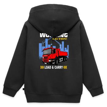 Kipplaster - LKW - Truck - Laster - Kinder Premium Organic Zip Hoodie - Schwarz - Hinten - AI Model Kid Male (0cm)