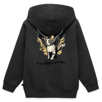 Tout est possible - Sweat Premium à capuche zippé enfant bio - noir - Dos - AI Model Kid Male (0cm)