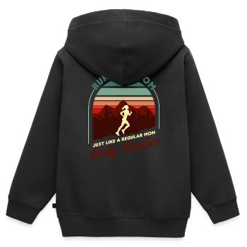 Courir maman comme une glacière de maman ordinaire seulement - Sweat Premium à capuche zippé enfant bio - noir - Dos - AI Model Kid Male (0cm)