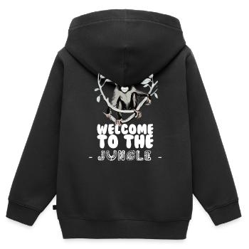 Willkommen im Dschungel - Kinder Premium Organic Zip Hoodie - Schwarz - Hinten - AI Model Kid Male (0cm)