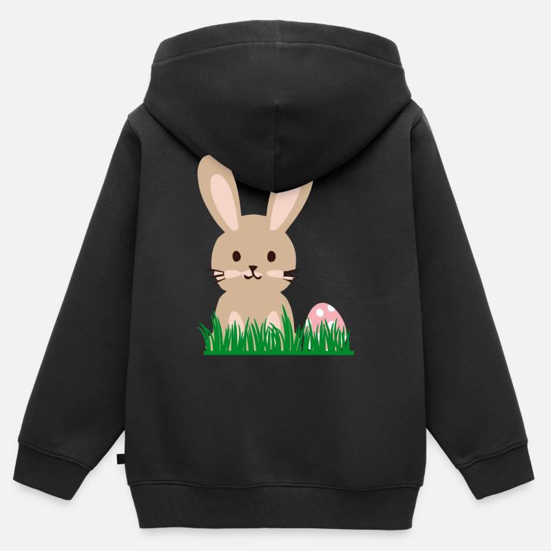 Lièvre - Sweat Premium à capuche zippé enfant bio - noir