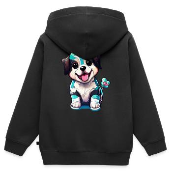 Niedlichkeit in Hundeform. Kräftige und lebendige - Kinder Premium Organic Zip Hoodie - Schwarz - Hinten - AI Model Kid Male (0cm)