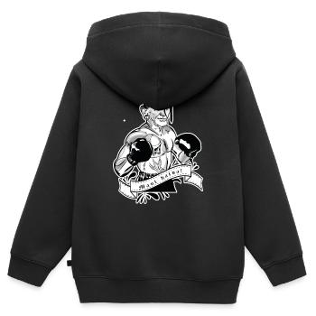 Rieser Grantler // Illustration - Kinder Premium Organic Zip Hoodie - Schwarz - Hinten - AI Model Kid Male (0cm)
