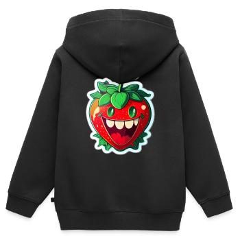 Strawberry - Kinder Premium Organic Zip Hoodie - Schwarz - Hinten - AI Model Kid Male (0cm)