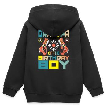 Opa Des Geburtstagskindes Passendes Lasertag Par - Kinder Premium Organic Zip Hoodie - Schwarz - Hinten - AI Model Kid Male (0cm)