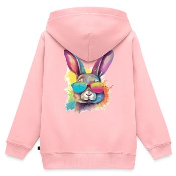 Timo der Hase mit der Brille - Kinder Premium Organic Zip Hoodie - Rosa - Hinten - AI Model Kid Female (0cm)