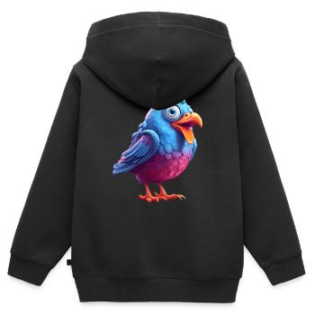 Charmanter gefiederter Gefährte - Kinder Premium Organic Zip Hoodie - Schwarz - Hinten - AI Model Kid Male (0cm)