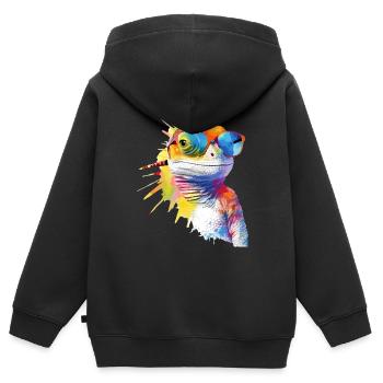 Pik die Eidechse - Kinder Premium Organic Zip Hoodie - Schwarz - Hinten - AI Model Kid Male (0cm)