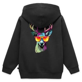 Jack das bebrillte Reh - Kinder Premium Organic Zip Hoodie - Schwarz - Hinten - AI Model Kid Male (0cm)