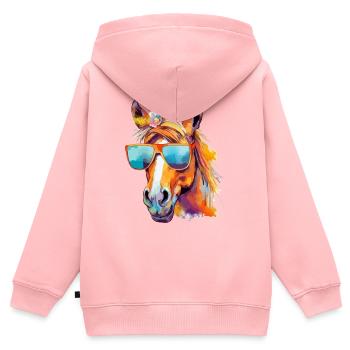 Mina, die bebrillte Stute - Kinder Premium Organic Zip Hoodie - Rosa - Hinten - AI Model Kid Female (0cm)