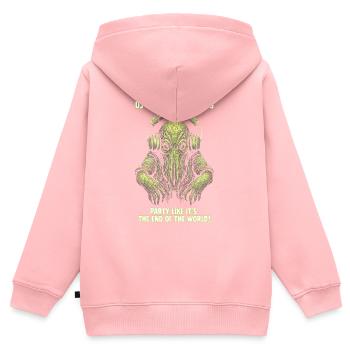 DJ Cthulhu présente - Sweat Premium à capuche zippé enfant bio - rose - Dos - AI Model Kid Female (0cm)