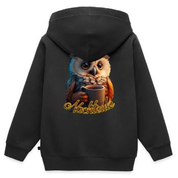 Nachteule - Kinder Premium Organic Zip Hoodie - Schwarz - Hinten - AI Model Kid Male (0cm)