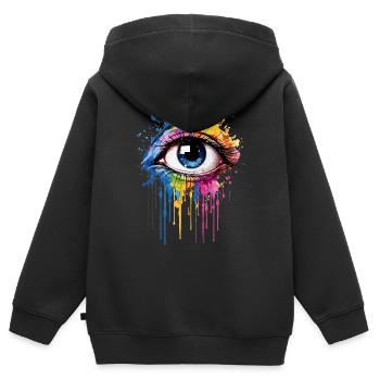Expressive Rainbow Eye - Kids Premium Organic Zip-up Hoodie - black - Back - AI Model Kid Male (0cm)