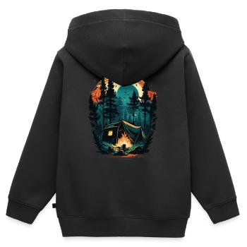 Camping - Survival Zuhause Ist Wo Mein Tarp Steht - Kinder Premium Organic Zip Hoodie - Schwarz - Hinten - AI Model Kid Male (0cm)