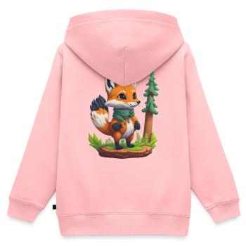 Kleiner Fuchs - Kinder Premium Organic Zip Hoodie - Rosa - Hinten - AI Model Kid Female (0cm)