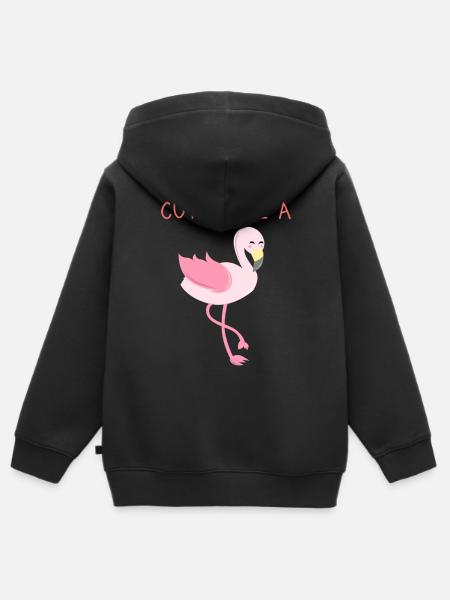 Søt Flamingo Funny Quote T-skjorte - Hoodie Premium med dragkedja barn ekologisk - svart