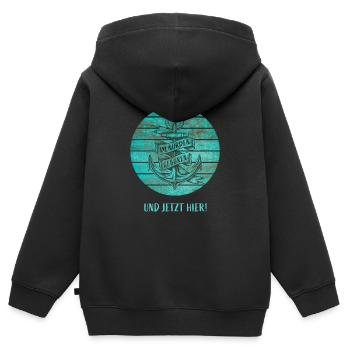 Im Norden geboren und jetzt hier - Kinder Premium Organic Zip Hoodie - Schwarz - Hinten - AI Model Kid Male (0cm)
