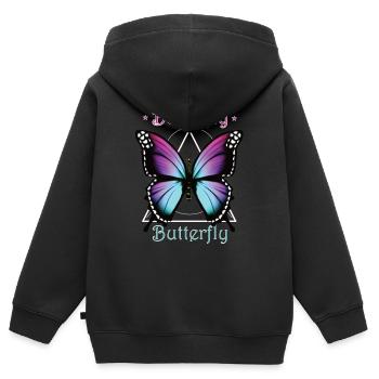 Purple Butterfly - Kinder Premium Organic Zip Hoodie - Schwarz - Hinten - AI Model Kid Male (0cm)