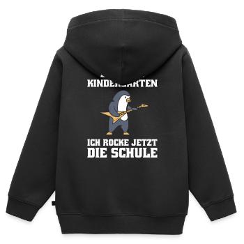 Bye Bye Kindergarten ich rocke jetzt die Schule - Kinder Premium Organic Zip Hoodie - Schwarz - Hinten - AI Model Kid Male (0cm)