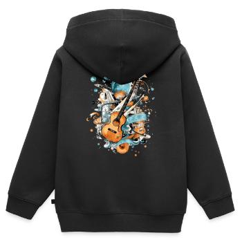 Un univers musical - Sweat Premium à capuche zippé enfant bio - noir - Dos - AI Model Kid Male (0cm)
