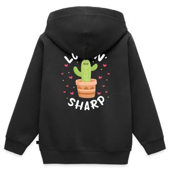 Lookin' sharp cactus - Kinder Premium Organic Zip Hoodie - Schwarz - Hinten - AI Model Kid Male (0cm)