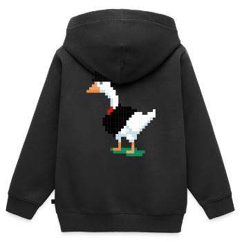 Eine Ente im pixeligen Anzug - Kinder Premium Organic Zip Hoodie - Schwarz - Hinten - AI Model Kid Male (0cm)