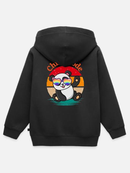 A Cute Panda Wearing Sunglasses - Kids Premium Organic Zip-up Hoodie - black