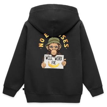 Banana Monkey - Kinder Premium Organic Zip Hoodie - Schwarz - Hinten - AI Model Kid Male (0cm)