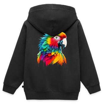 Perroquet - Sweat Premium à capuche zippé enfant bio - noir - Dos - AI Model Kid Male (0cm)