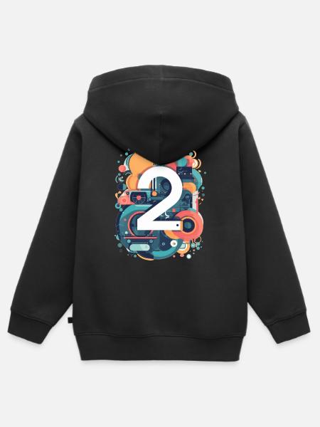 2ème anniversaire Automobile - Sweat Premium à capuche zippé enfant bio - noir