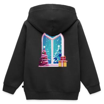 Weihnachten Geschenk Weihnachtsbaum weihnachtlich - Kinder Premium Organic Zip Hoodie - Schwarz - Hinten - AI Model Kid Male (0cm)