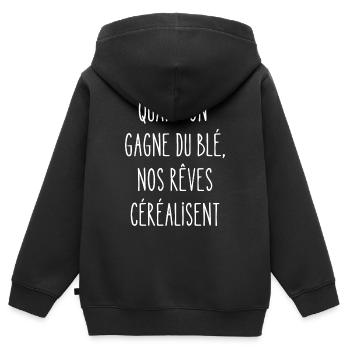 quand on gagne du blé - Sweat Premium à capuche zippé enfant bio - noir - Dos - AI Model Kid Male (0cm)