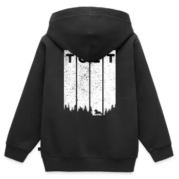 Tölt im Tannenwald - Kinder Premium Organic Zip Hoodie - Schwarz - Hinten - AI Model Kid Male (0cm)