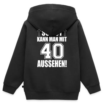 So gut kann man mit 40 aussehen - Kinder Premium Organic Zip Hoodie - Schwarz - Hinten - AI Model Kid Male (0cm)