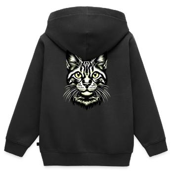 KatzengesichtKatze, Katzengesicht, Schnurren - Kinder Premium Organic Zip Hoodie - Schwarz - Hinten - AI Model Kid Male (0cm)