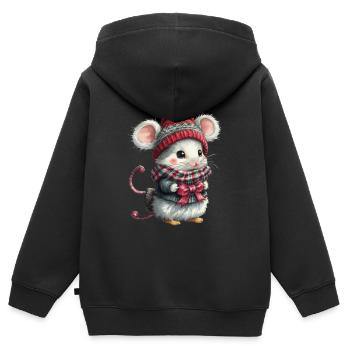 Niedliche Weihnachtsmaus - Kinder Premium Organic Zip Hoodie - Schwarz - Hinten - AI Model Kid Male (0cm)