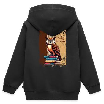 RESTEZ CURIEUX - Sweat Premium à capuche zippé enfant bio - noir - Dos - AI Model Kid Male (0cm)