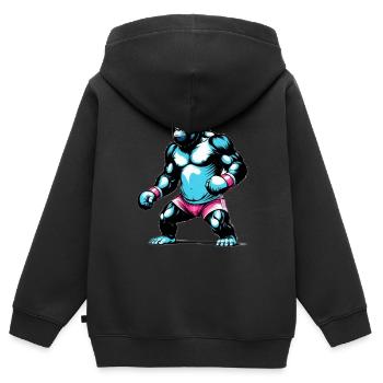 Gorilla Boxer Boxen - Kinder Premium Organic Zip Hoodie - Schwarz - Hinten - AI Model Kid Male (0cm)