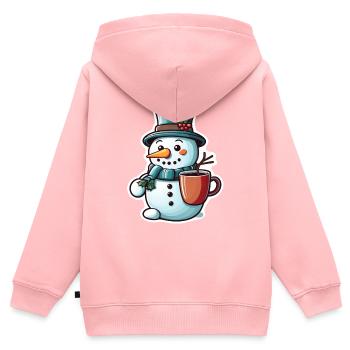 bonhomme de neige - Sweat Premium à capuche zippé enfant bio - rose - Dos - AI Model Kid Female (0cm)
