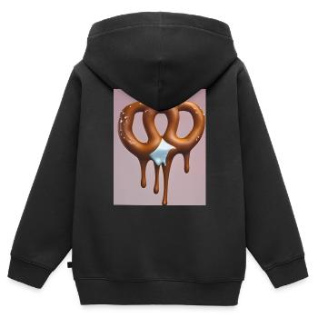 Melting Ice Pretzel - Kids Premium Organic Zip-up Hoodie - black - Back - AI Model Kid Male (0cm)