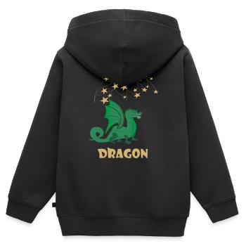 Dragon - Sweat Premium à capuche zippé enfant bio - noir - Dos - AI Model Kid Male (0cm)
