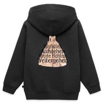 Hinfallen, aufstehen, Krone richten, weitergehen - Kinder Premium Organic Zip Hoodie - Schwarz - Hinten - AI Model Kid Male (0cm)