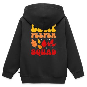 Leaf Peeper Squad Fall Season Leaf Collecting - Kinder Premium Organic Zip Hoodie - Schwarz - Hinten - AI Model Kid Male (0cm)