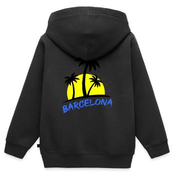 Barcelone - Sweat Premium à capuche zippé enfant bio - noir - Dos - AI Model Kid Male (0cm)