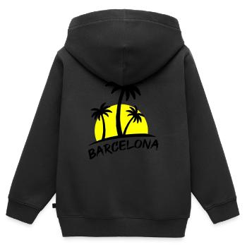 Barcelone - Sweat Premium à capuche zippé enfant bio - noir - Dos - AI Model Kid Male (0cm)