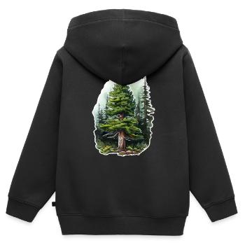 Tanne - Kinder Premium Organic Zip Hoodie - Schwarz - Hinten - AI Model Kid Male (0cm)