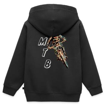 MTB MTB bergab - Kinder Premium Organic Zip Hoodie - Schwarz - Hinten - AI Model Kid Male (0cm)
