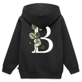 Buchstabe B Grün Botanisch - Kinder Premium Organic Zip Hoodie - Schwarz - Hinten - AI Model Kid Male (0cm)