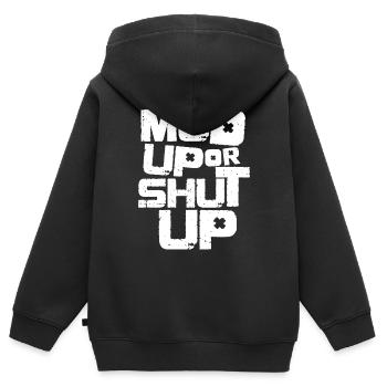 Boue ou tais-toi Coureur de course dans la boue - Sweat Premium à capuche zippé enfant bio - noir - Dos - AI Model Kid Male (0cm)